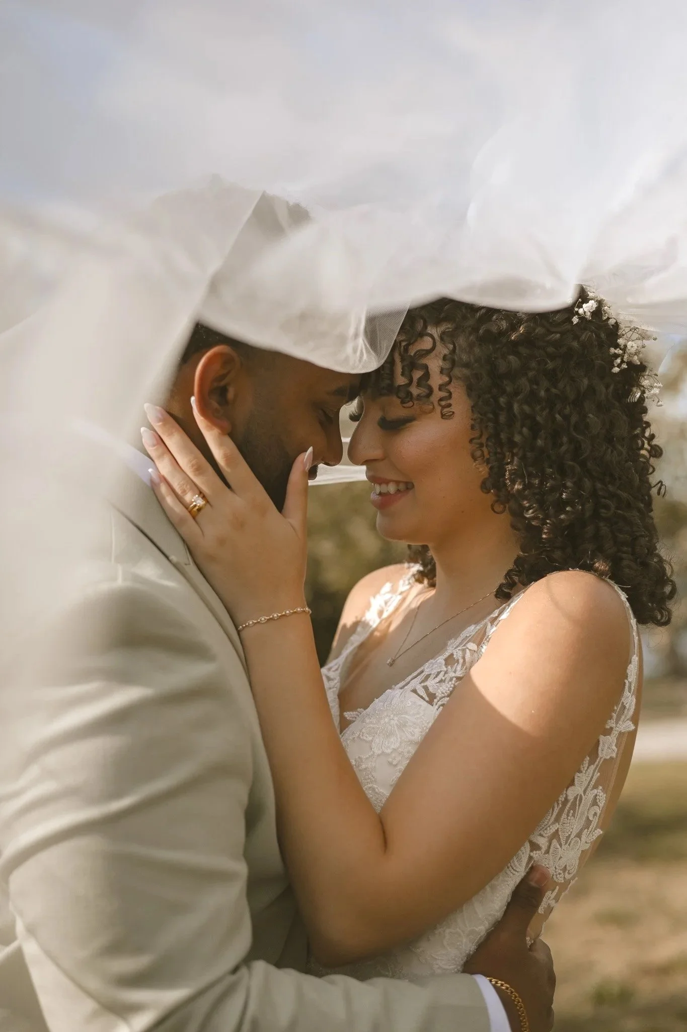 Bride and Groom Under veil - Hacienda 