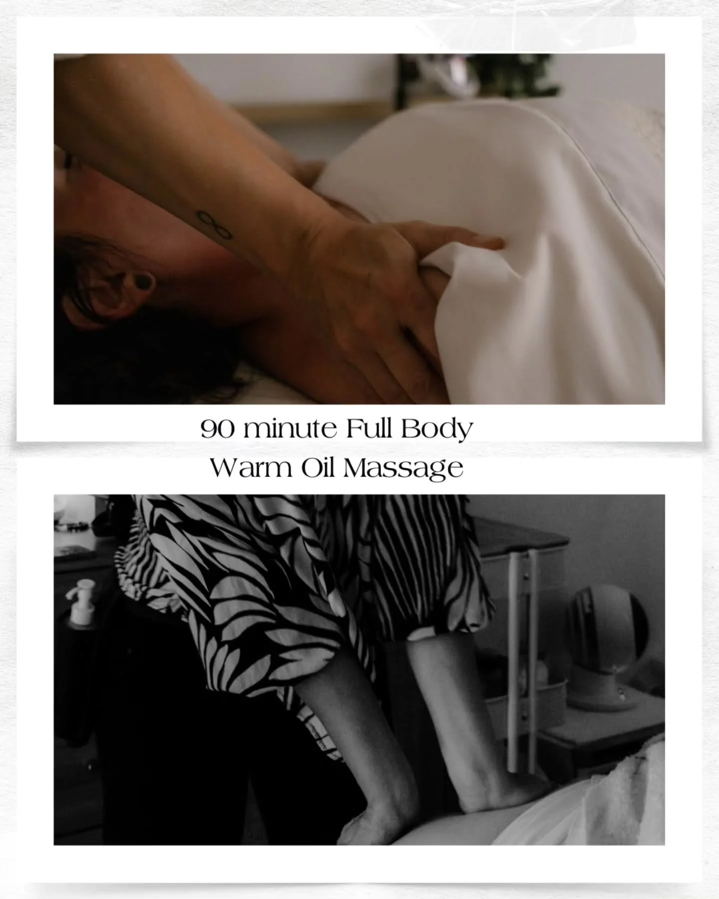 Fall offerring 
 🌅 Afterglow🌅 

A Full Body 90 minute massage with warmed oil

Full body Dry Brush Exfoliation, enhances circulation,  helps lymphatic flow, softens skin

Finishing with a warm facial towel cleanse, and a light misting of Sunna, kee