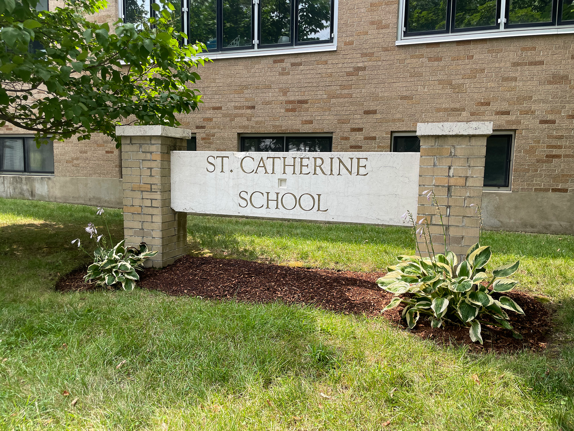 exterior sign for St. Catherine School