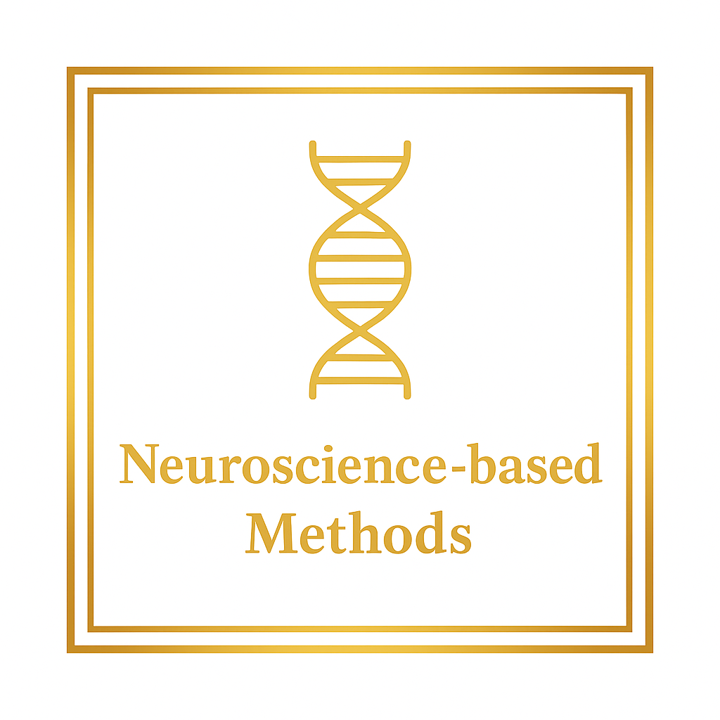 Gold line-art icon of a double helix (DNA strand) with text that reads "Neuroscience-based Methods."