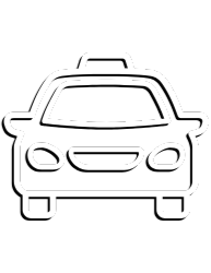 Icon of a car in white on a black background