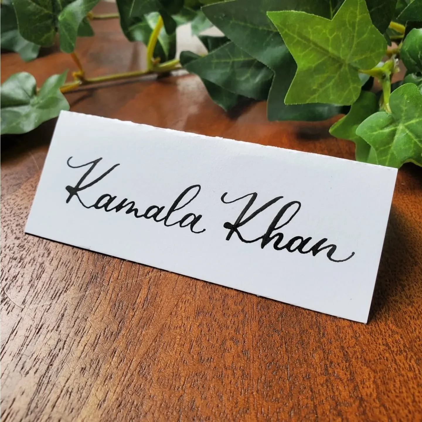 Ah, the classic white place card; clean, elegant, goes with (almost) anything. I'm loving the way that the letters pop against that blank canvas! 

Thinking of adding these to your event? Fill out my quick intake form to start a conversation. (No str
