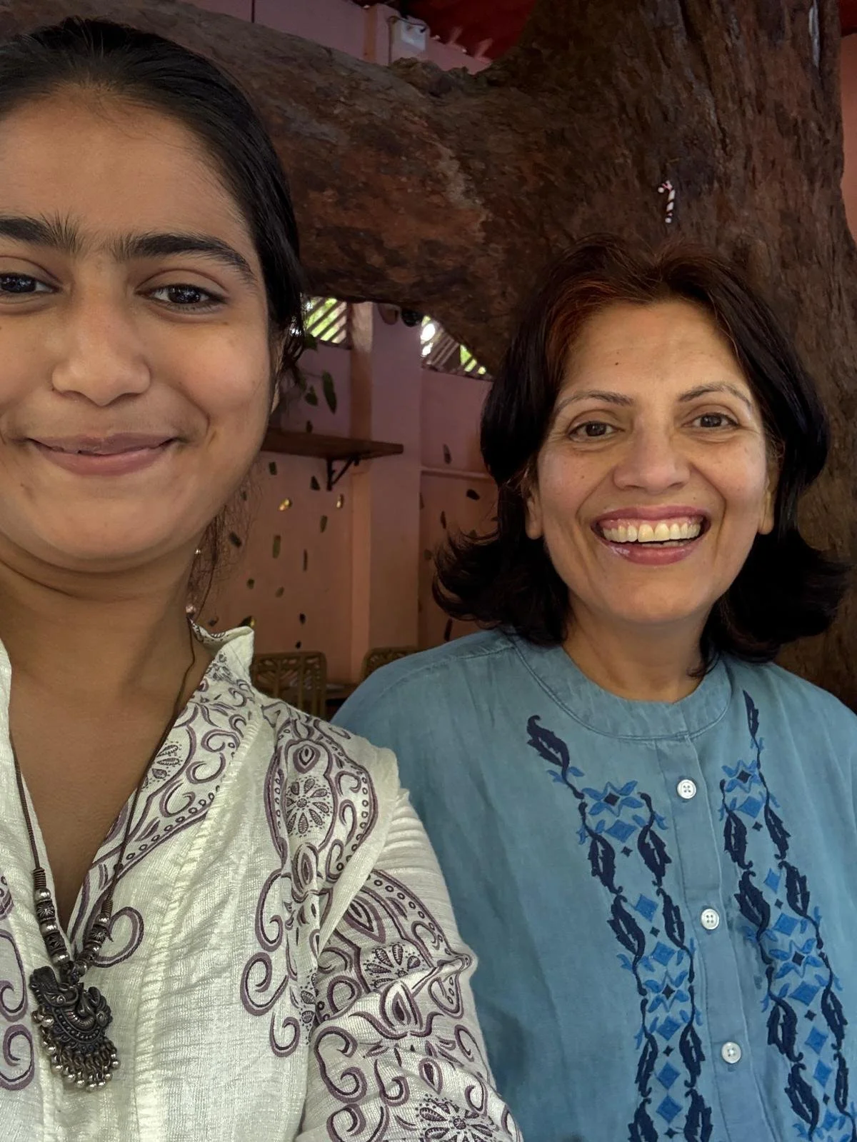 Rushita and Anu smile for the camera