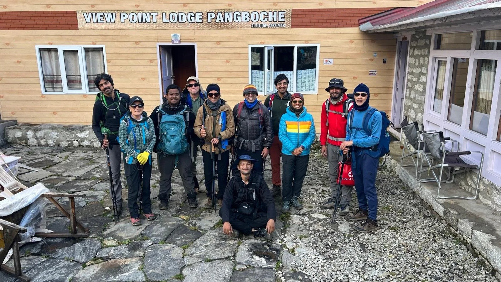 Happy Hikers at View Point Lodge Pangboche