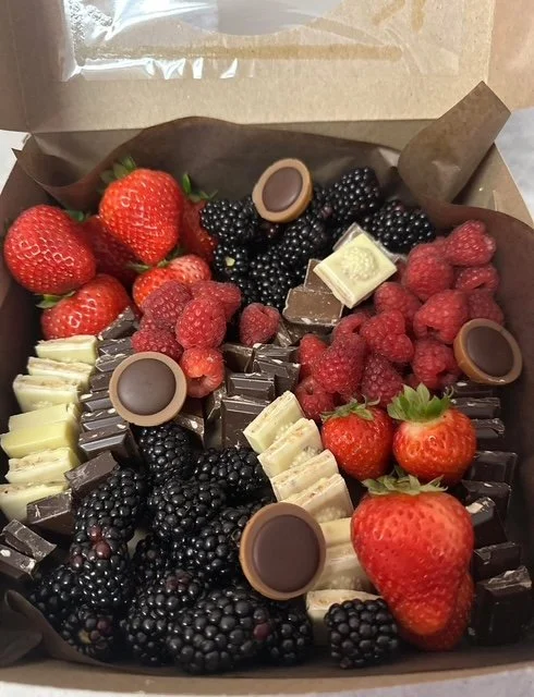 Wattle & Daub basket of berries, cheese and chocolate