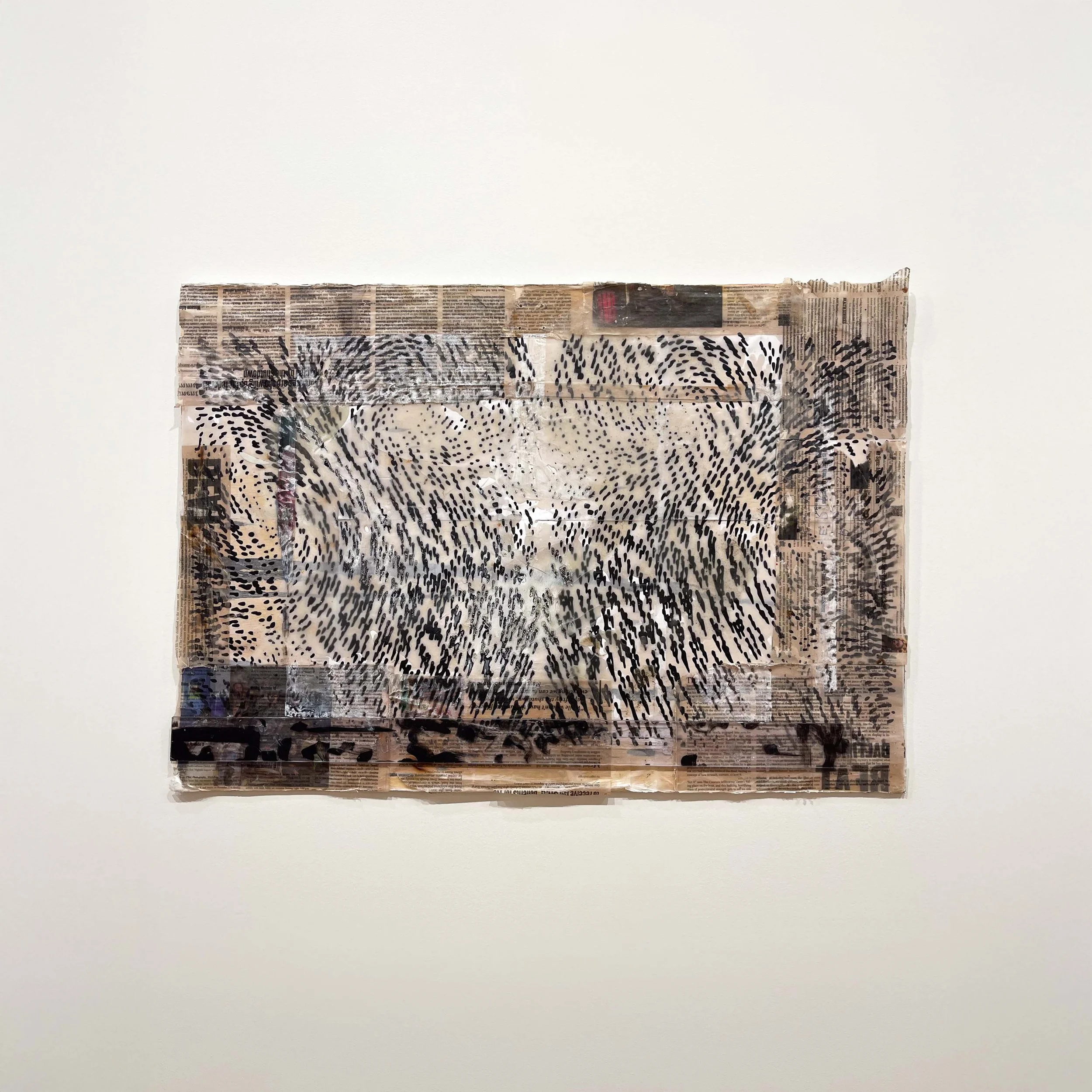 Bella Bailey,
FIELD 1, 2026,
Paper, plastic, and wax
on wood, 24” x 35”,
$850