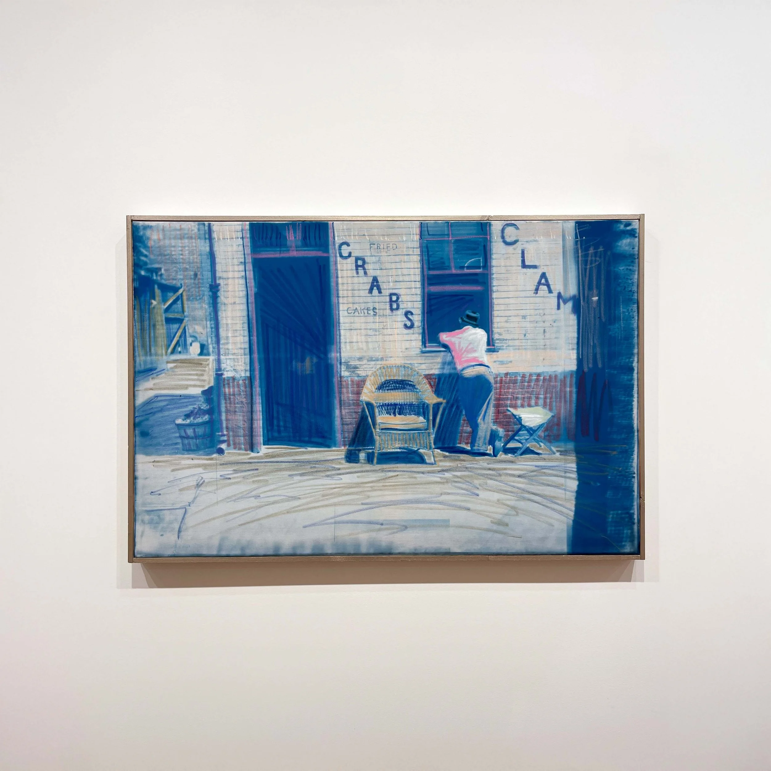 Andy Weinstein,
Crabs & Clams, 2025,
Oil pastel and cyanotype on linen, 24” x 36”,
SOLD