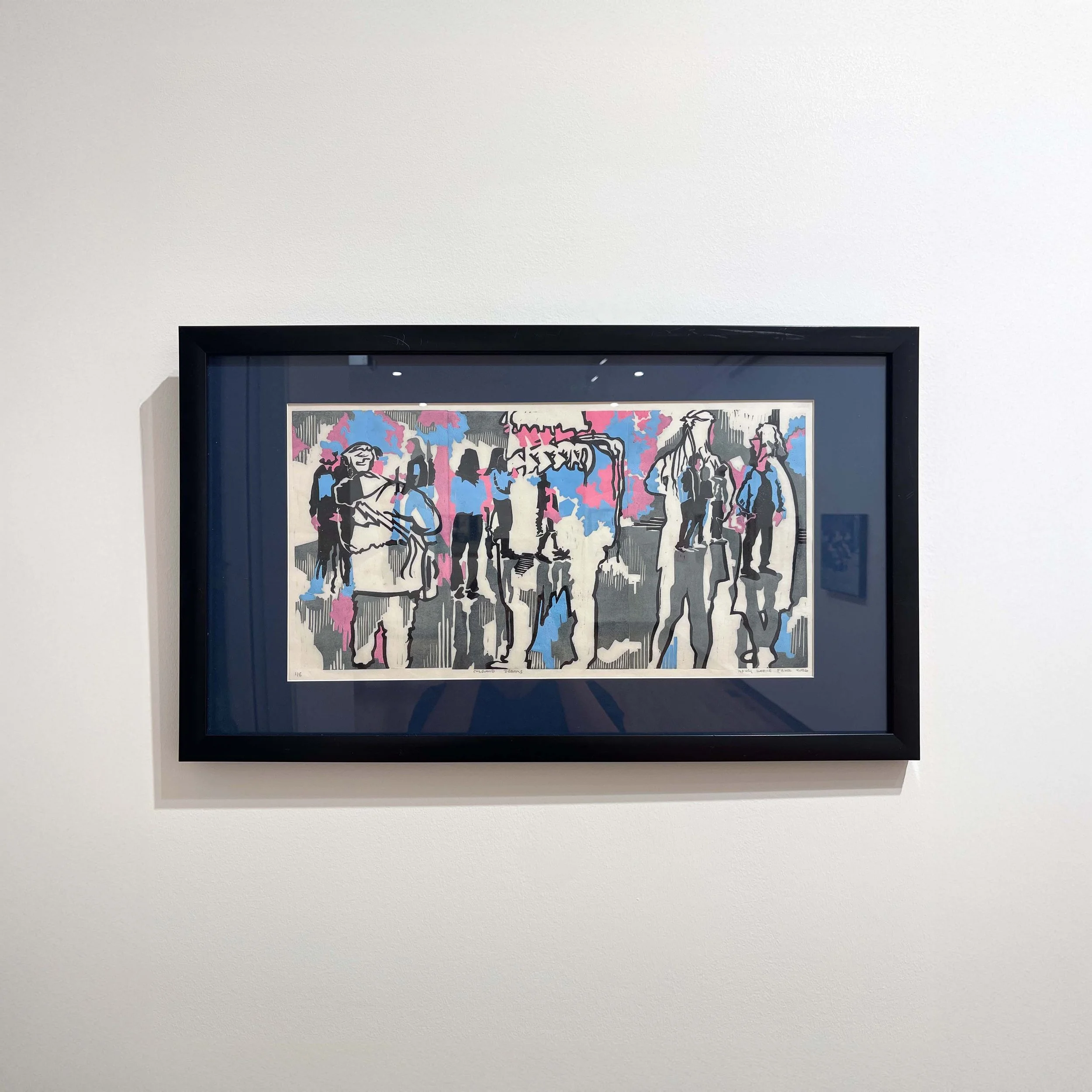 Nancy Fishel,
Childhood Dreams, 2026,
Reduction block print, 9” x 18”,
$400, 1 of 8, Frame included