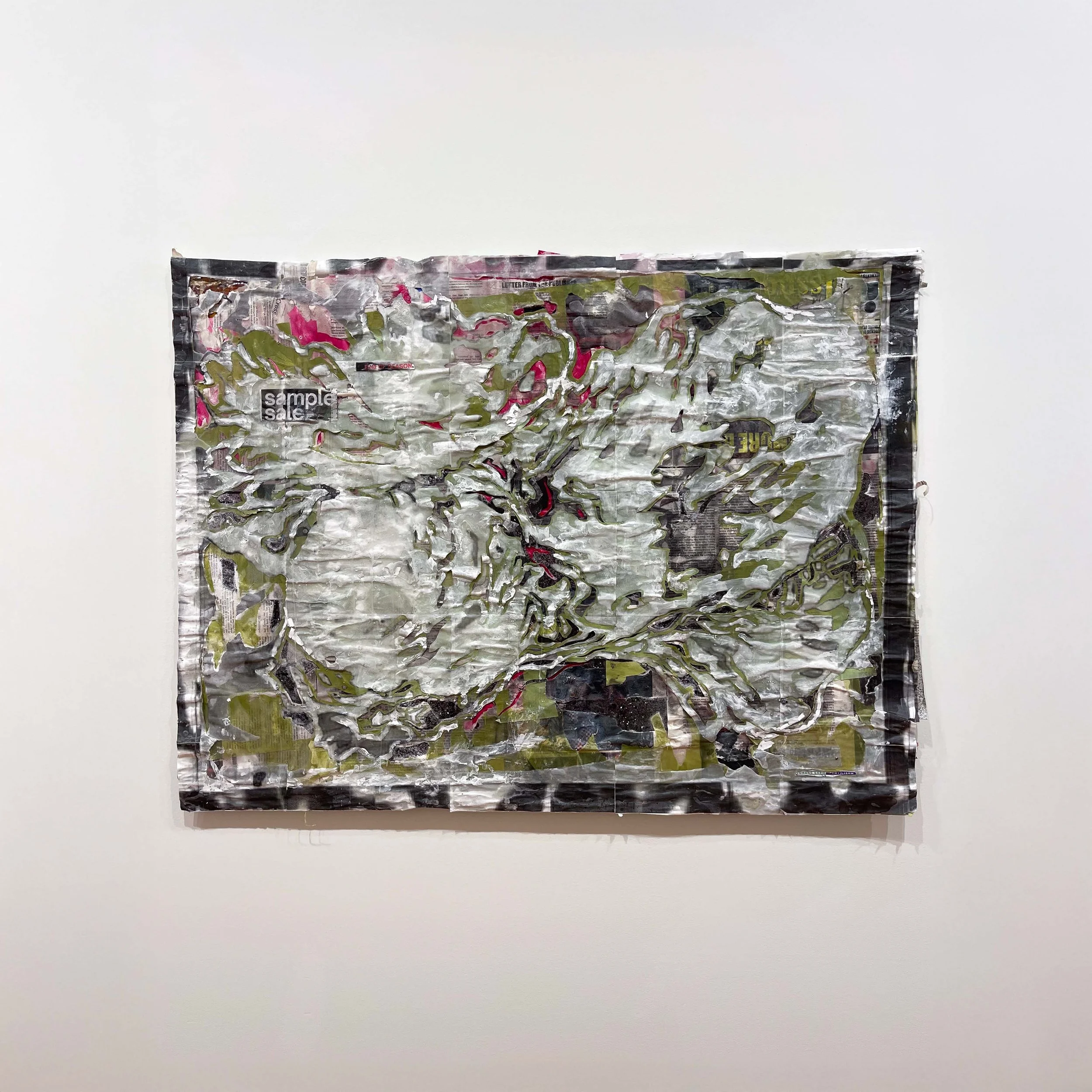 Bella Bailey,
MATTER 1, 2026,
Found paper and wax, 36” x 48”,
$1600