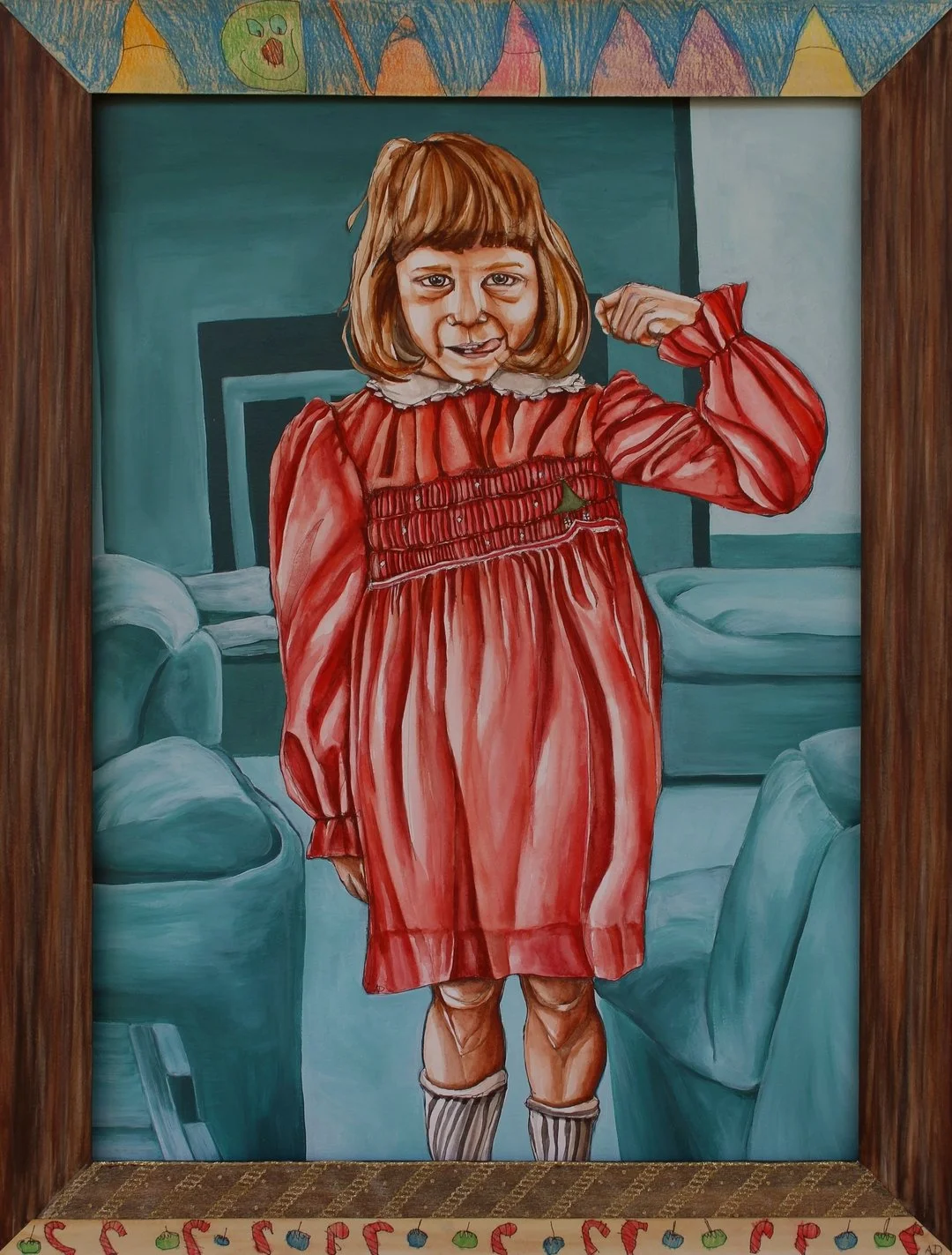 ChristmasPartyDressSelfPortraitFramed2.JPG