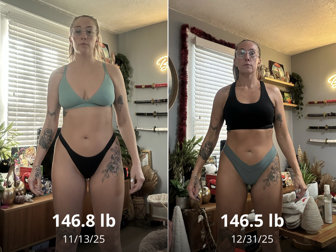 6 week progress - front view
