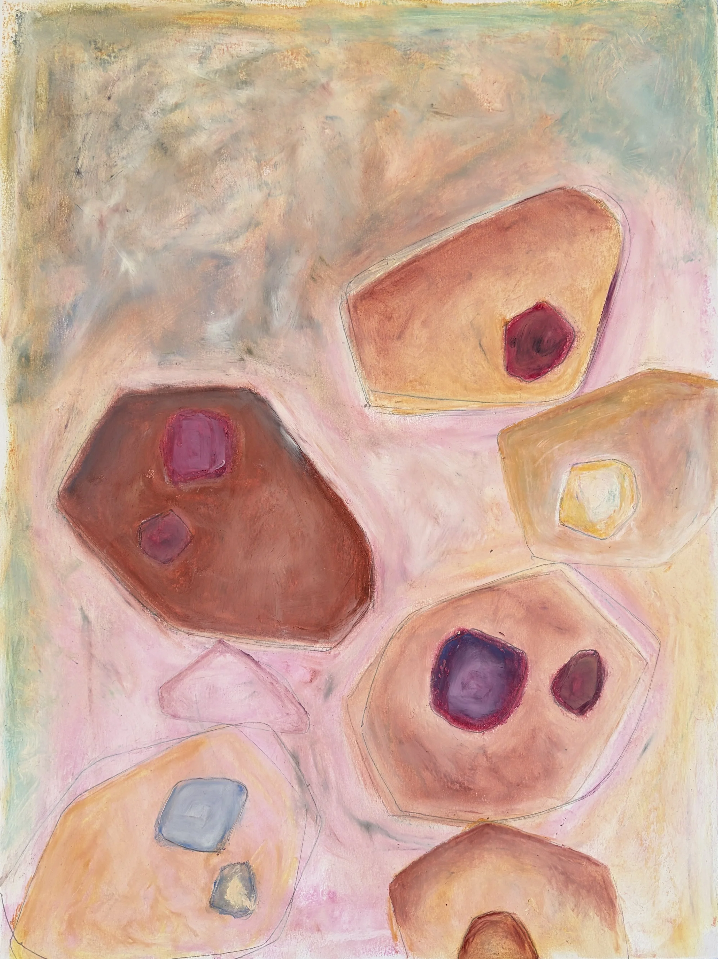 Translations of Form I, Oil pastel and pencil on paper, 14x17 in. 2026