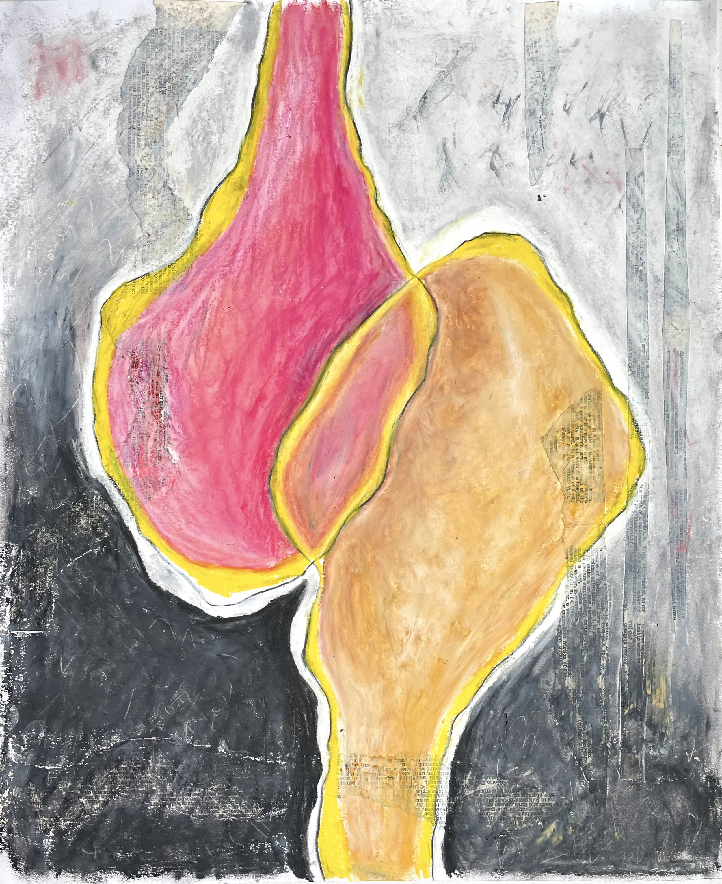 Abstract Sorrows III, mixed media on paper, 14x17 in. 2021