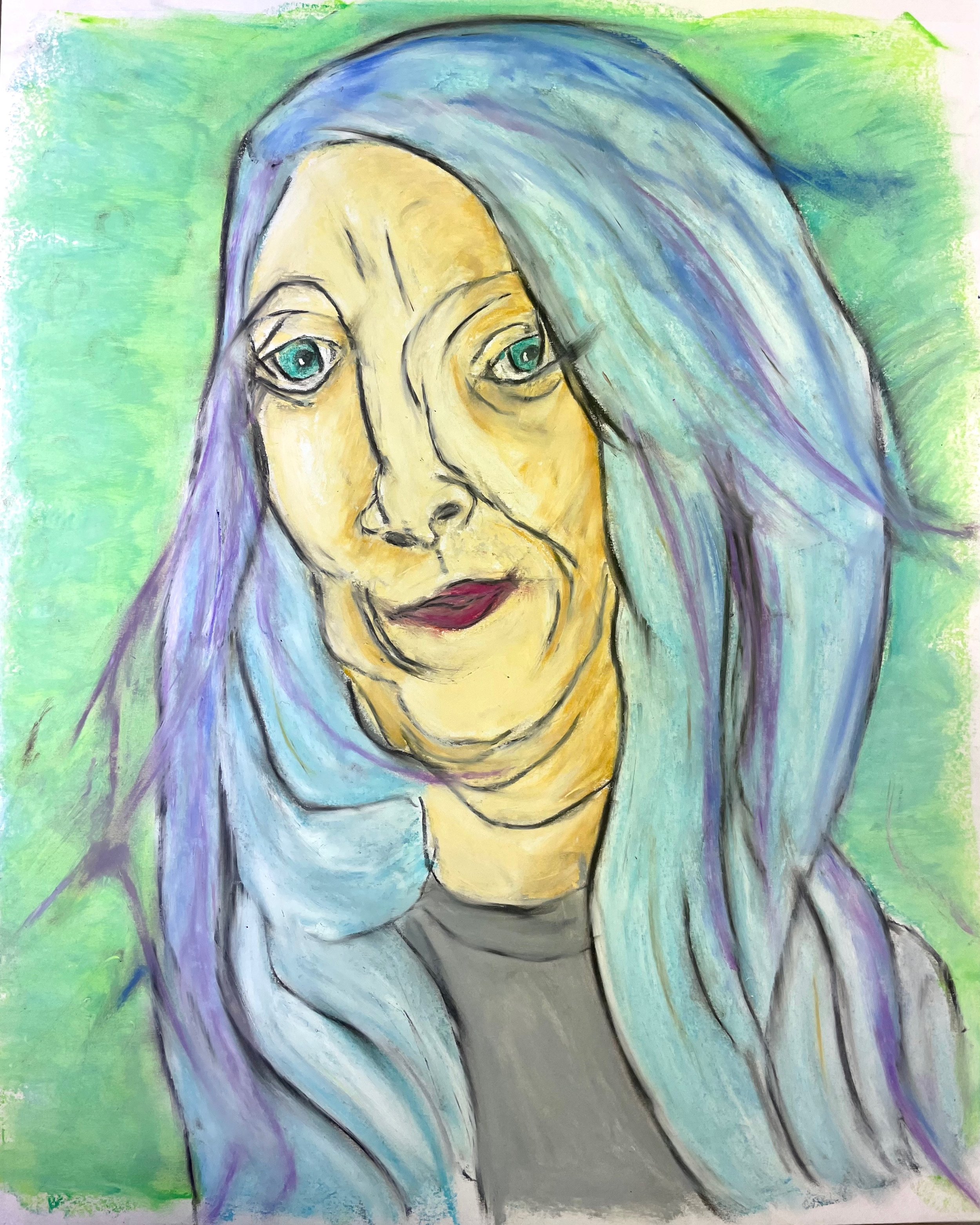Untitled, oil pastel and wax pencil on paper, 14x17. 2023