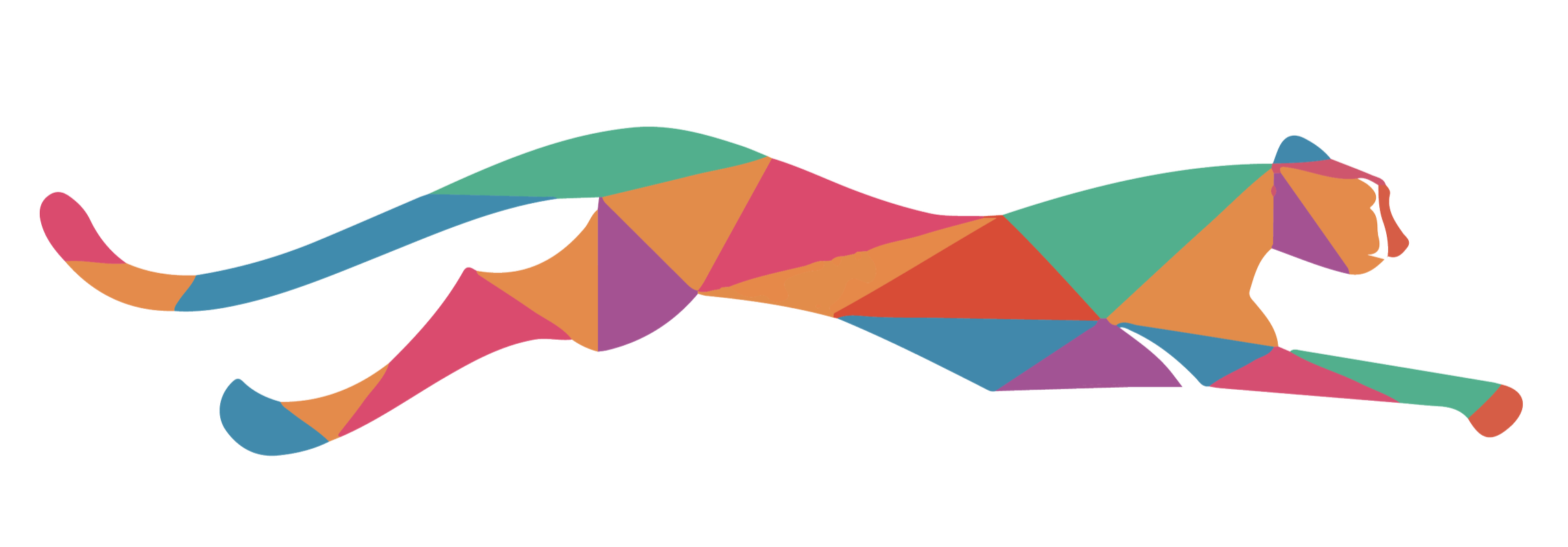 Colorful geometric illustration of a cheetah in motion