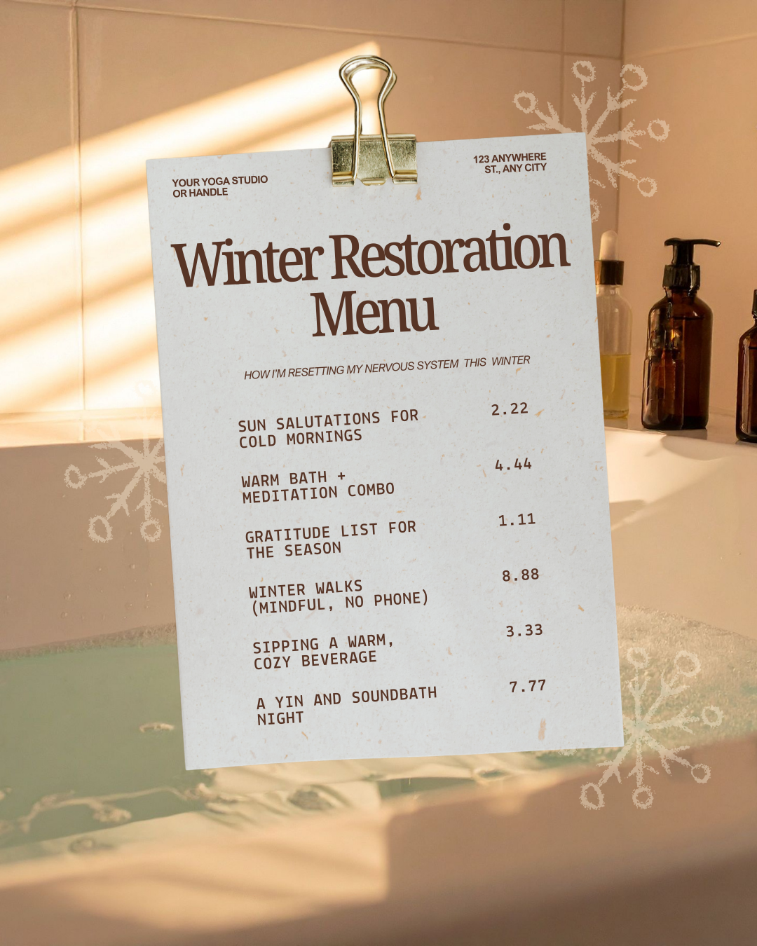 Winter Restoration Menu