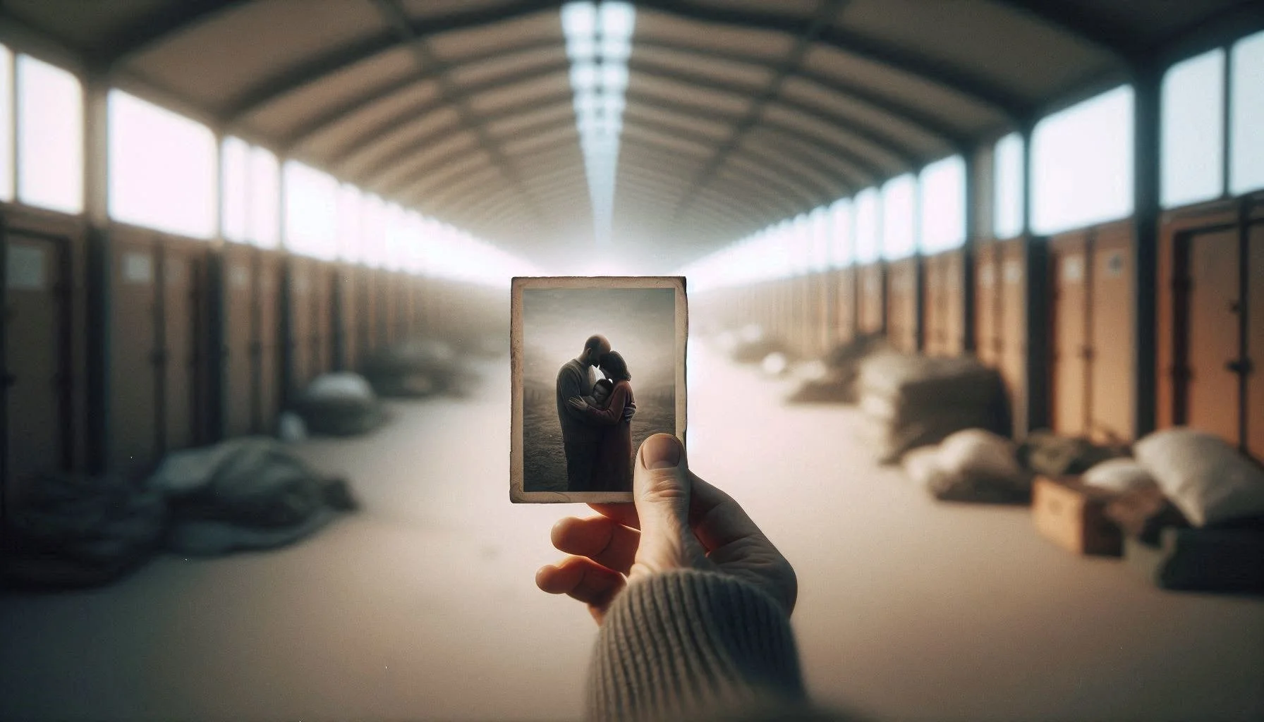 A single hand holding a slightly worn photograph of loved ones