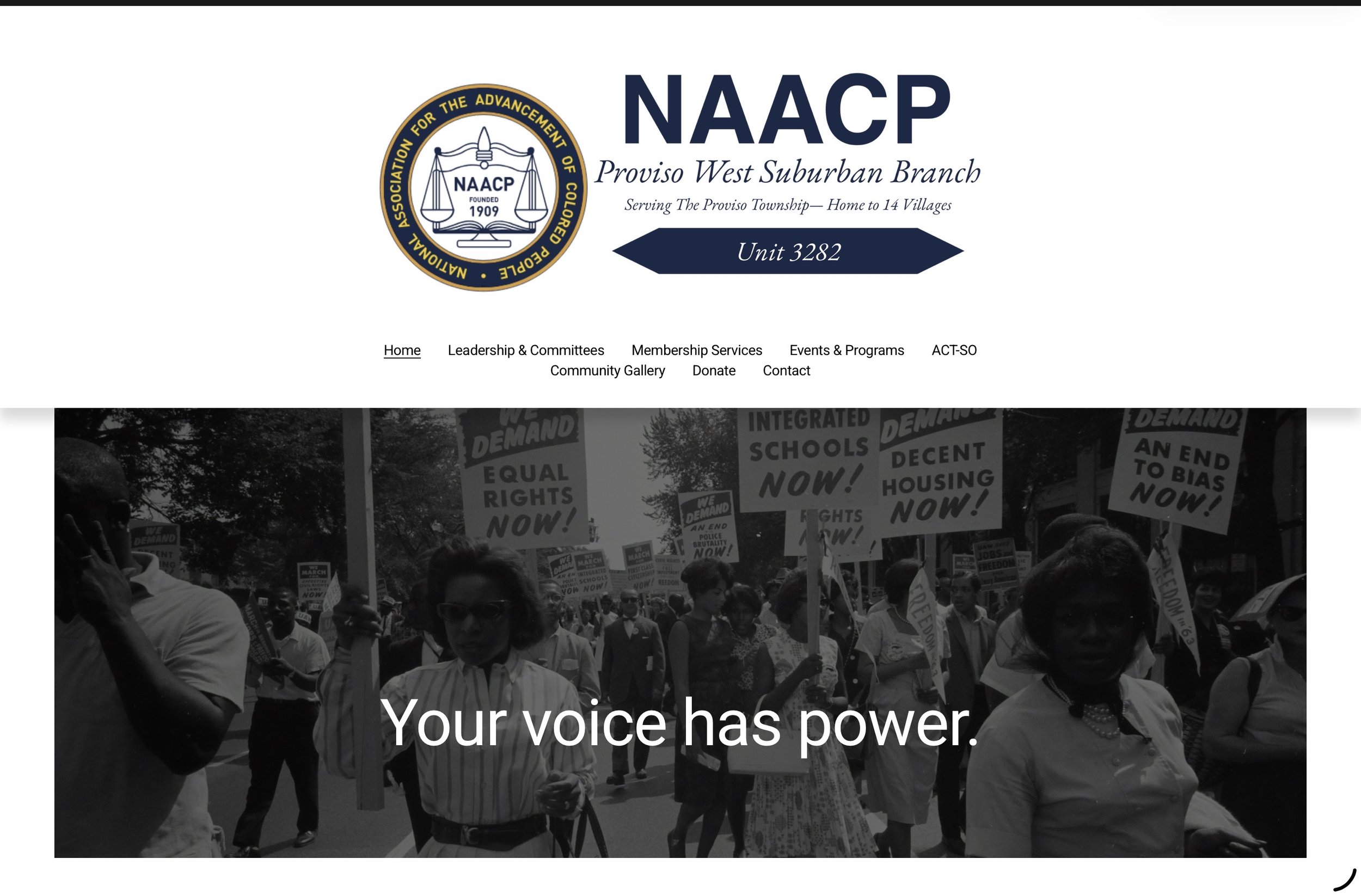 We created this 8-page website for NAACP Proviso West Suburban Branch.