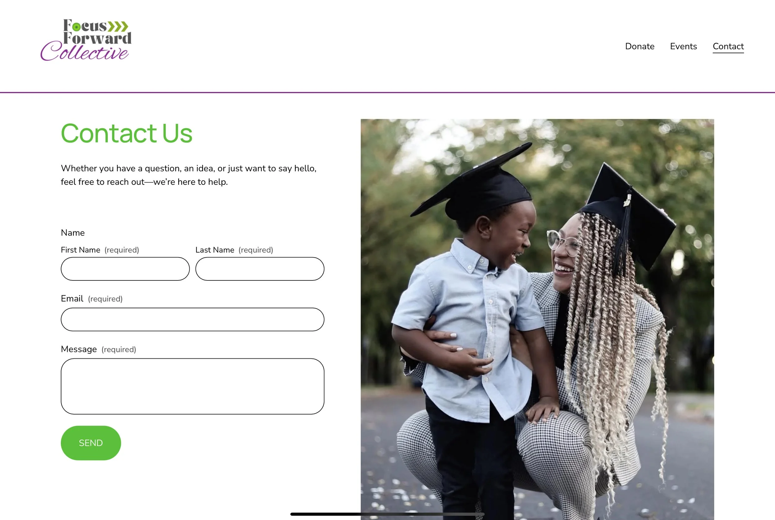 We created this 5-page website for Focus Forward Collective, a non-profit serving mothers and children.