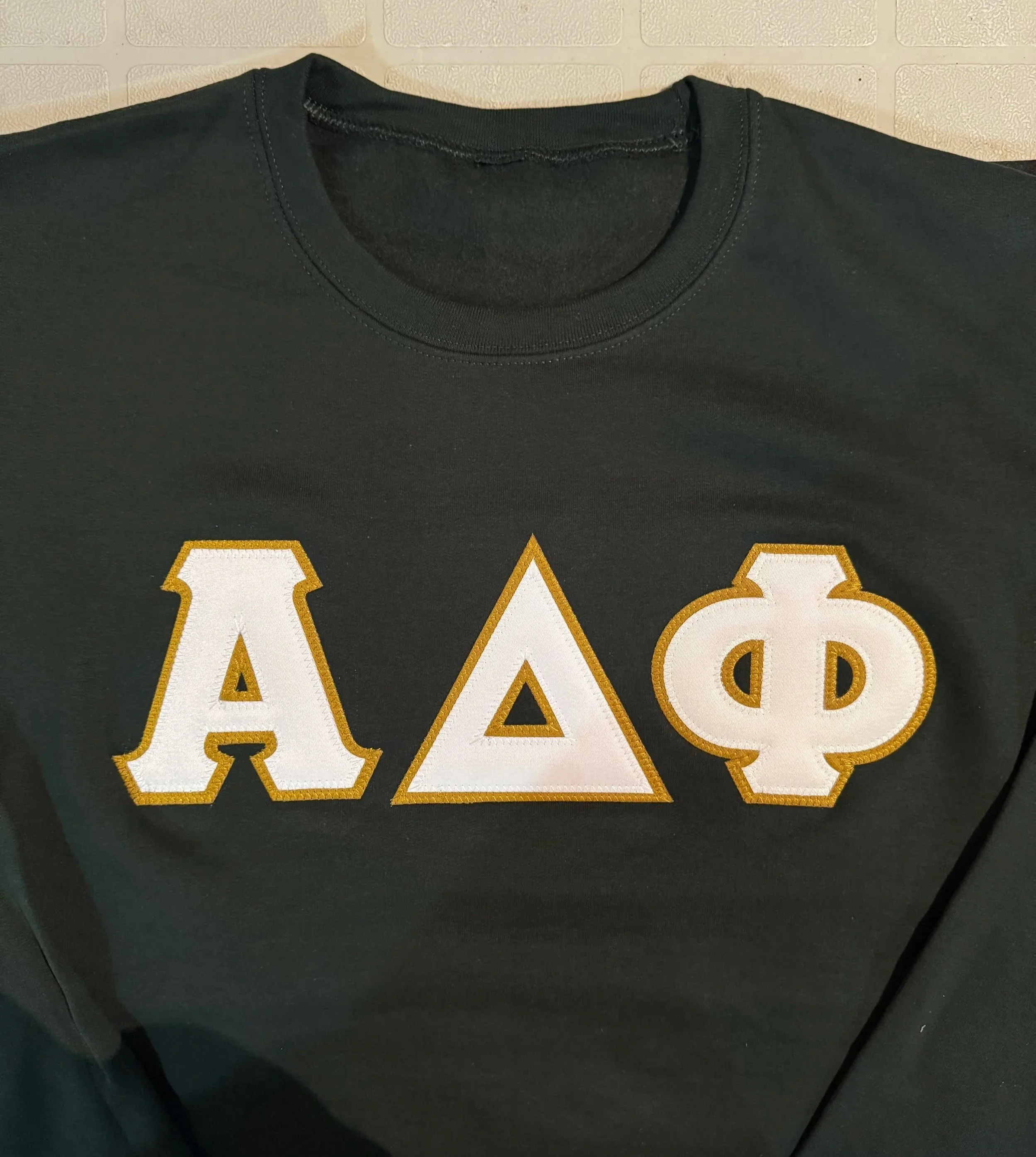 Dual Layer Twill Appliqué Alpha Delta Chi Crewneck Sweaters