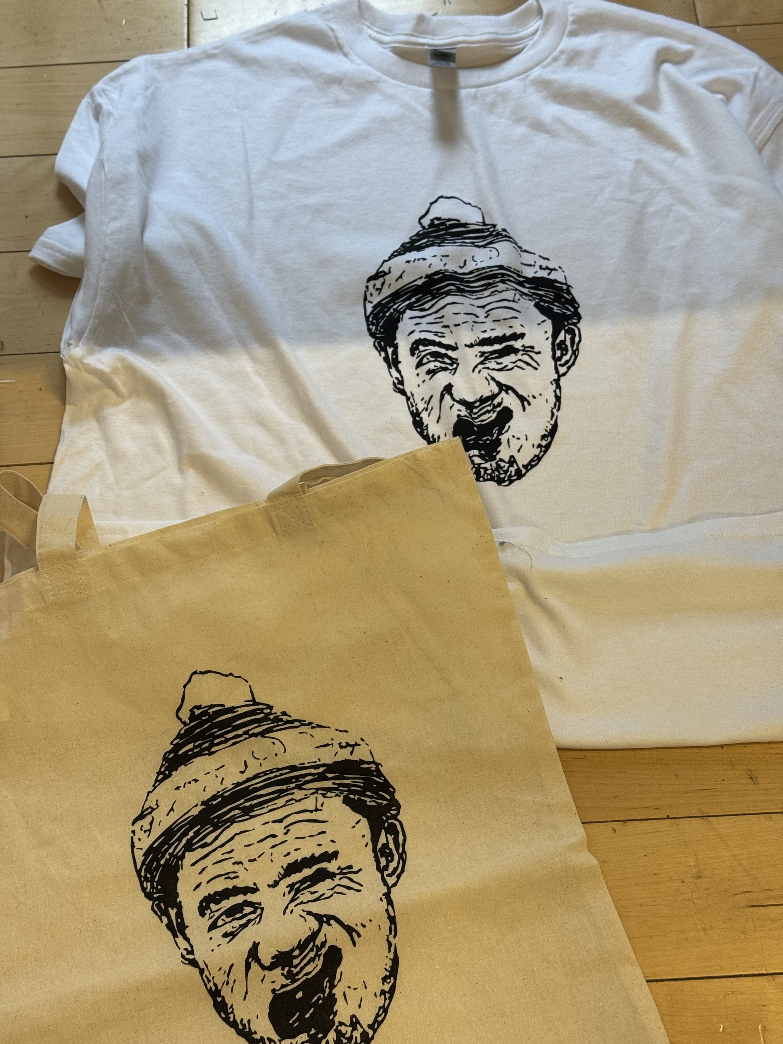 Screen Printed Design on Tote and T-Shirt