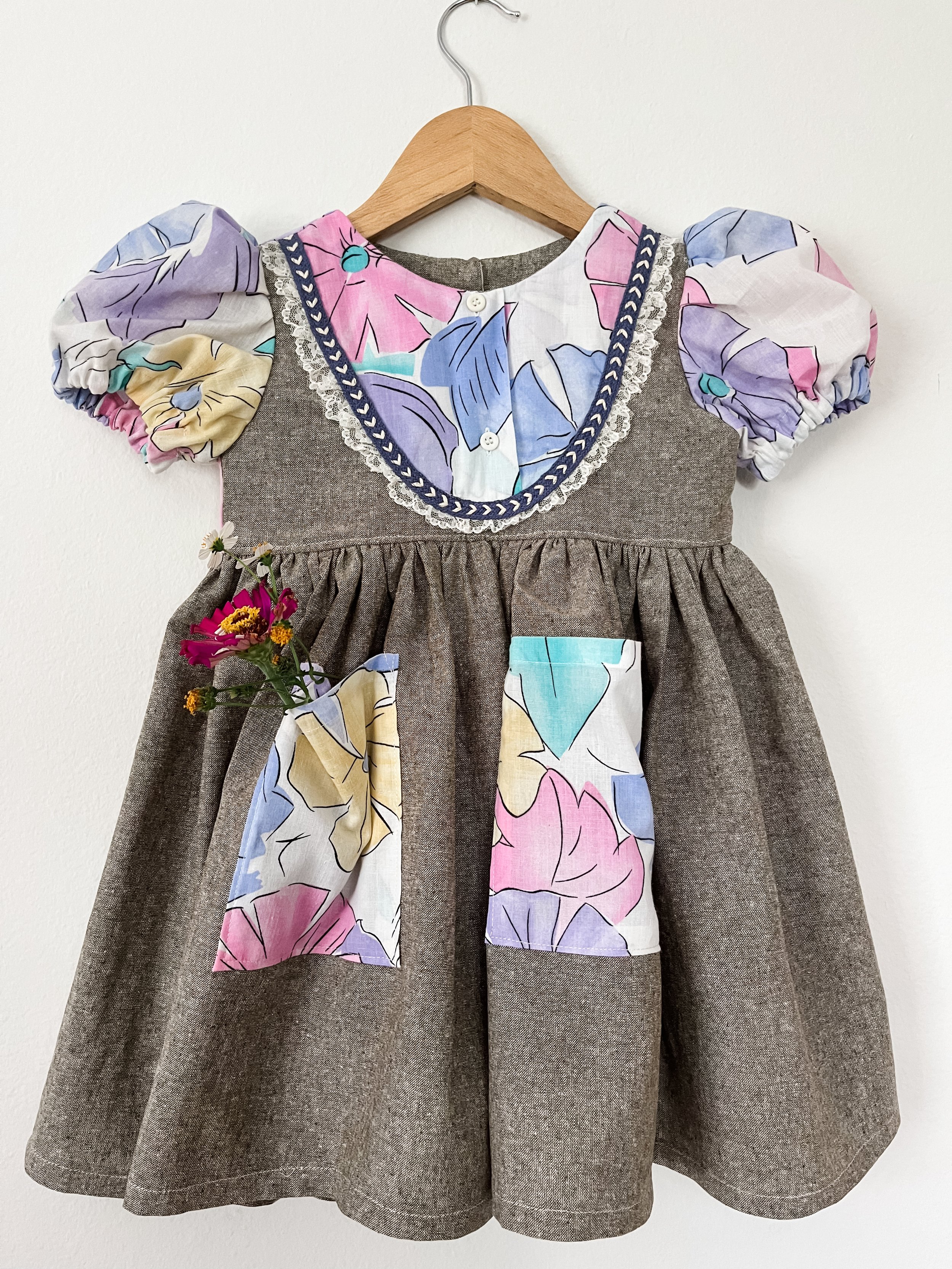Up-cycled Pocket Dress - one of a kind size 4t