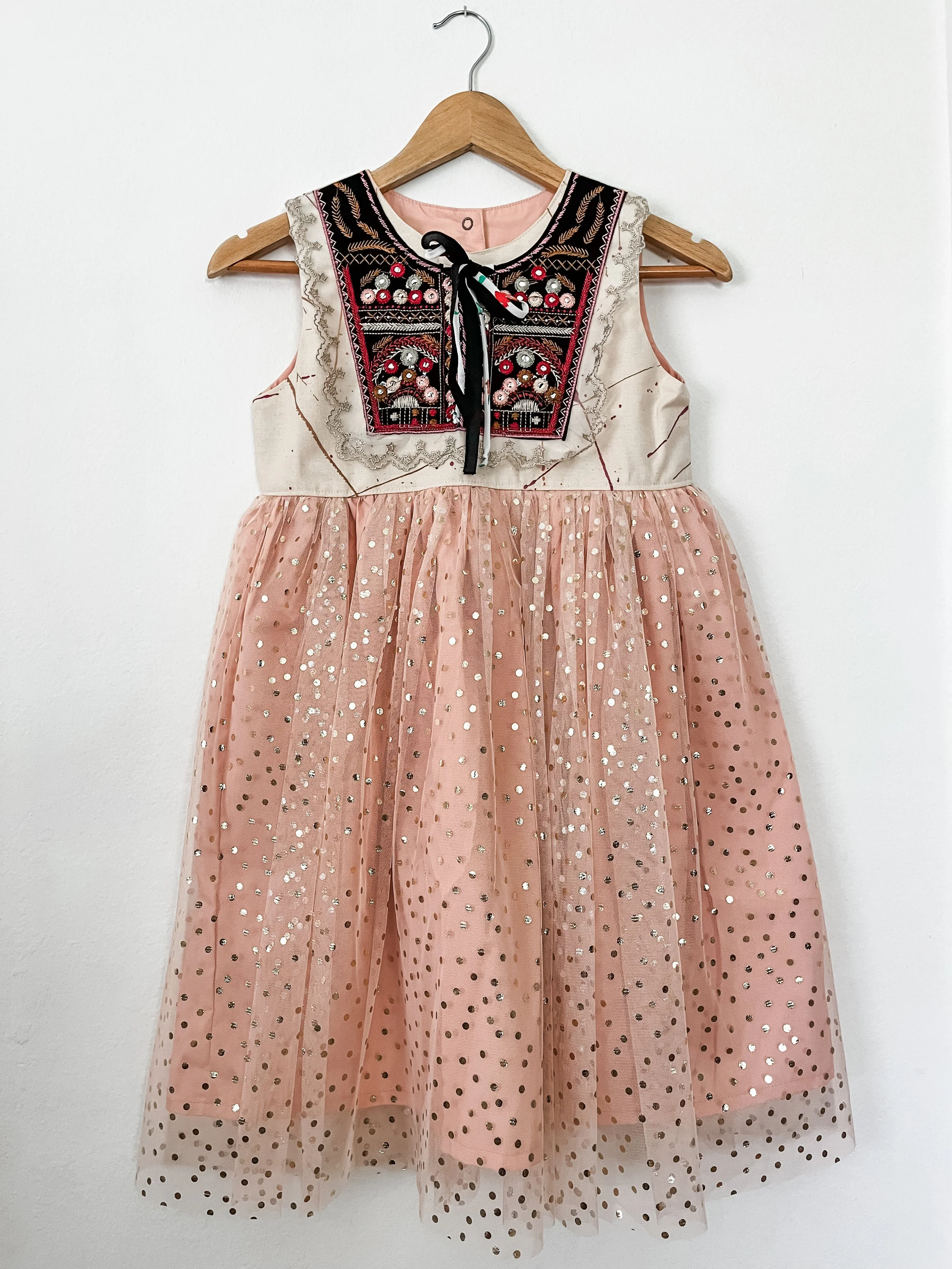 Up-cycled Painted Dress - one of a kind size - 10yr