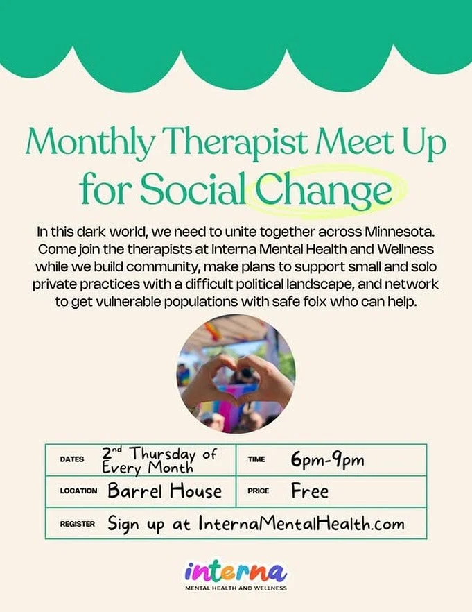 Join us monthly to socialize, network, and create change within our profession.

Please share with the therapists in your network.

Can&rsquo;t wait to see you all on our riverside roof top patio!