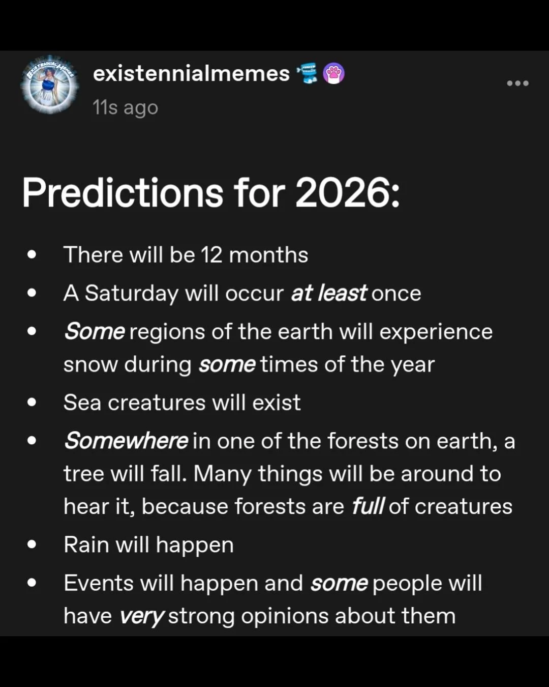 Welcome to 2026!
I have a feeling some of these things might happen this year 😉

I don&rsquo;t know what the next twelve months hold, but I do know we're continuing to build community spaces that are open to all and have some amazing new therapists 