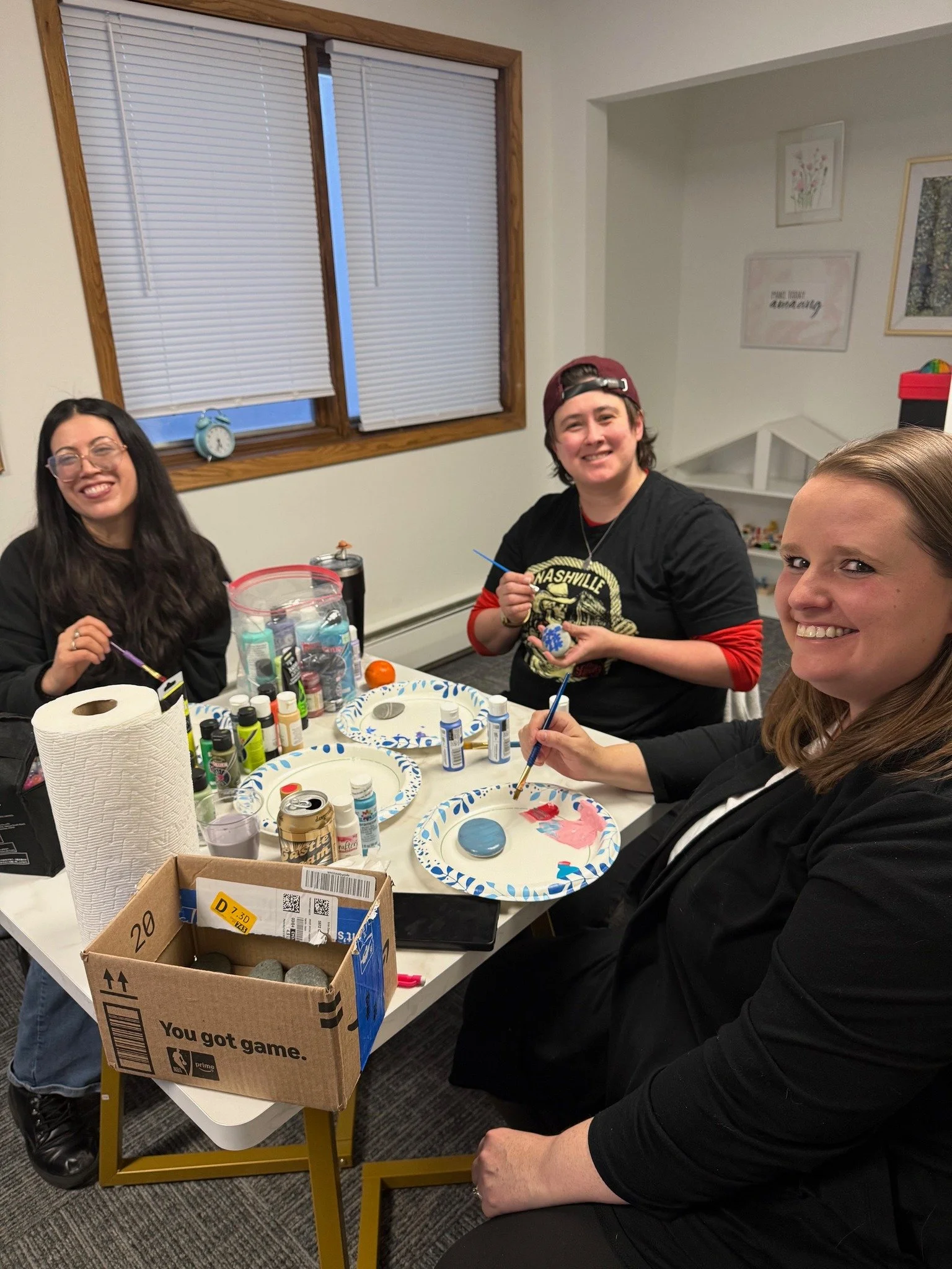 Some of our Inver Grove Heights folx swapped notes for paintbrushes last week. 

Yay rock painting! Lots of new therapists getting to know each other and get out of therapist mode for a minute, sounds like it was a lot of fun. 

internamentalhealth.c