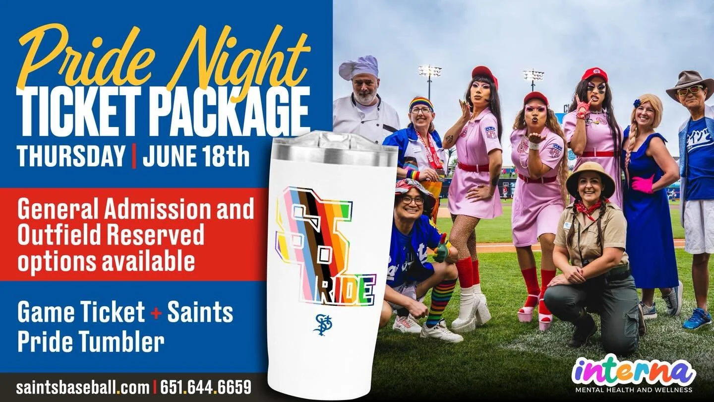 ⚾️Big News⚾️ Interna is sponsoring queer night at @stpaulsaints!

We helped sponsor last year and loved working with the Saints team. We had a ball (pun intended).

Our team will be in attendance so buy your tickets now to watch the game and spend ti
