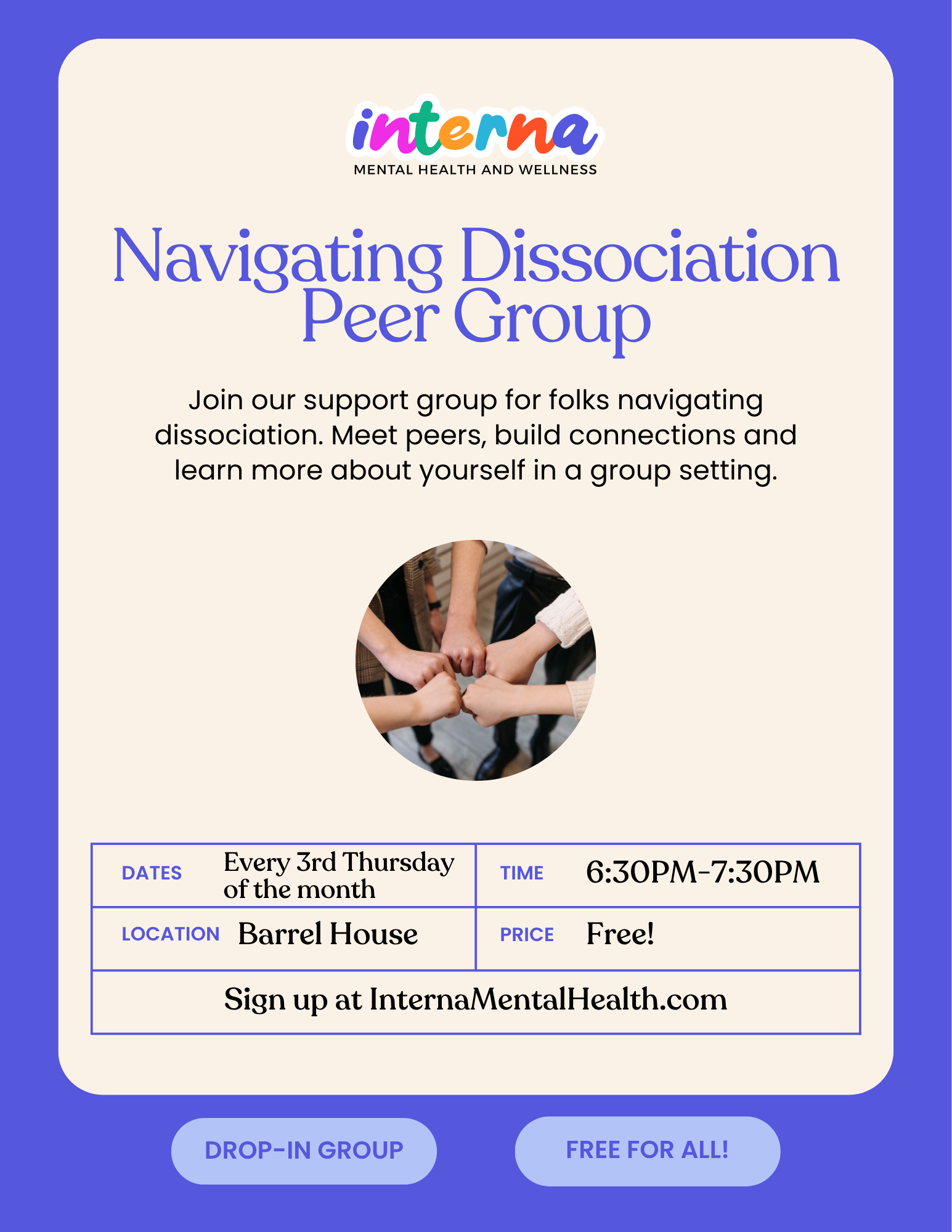 Navigating Dissociation Peer Group (dropin) (inperson)