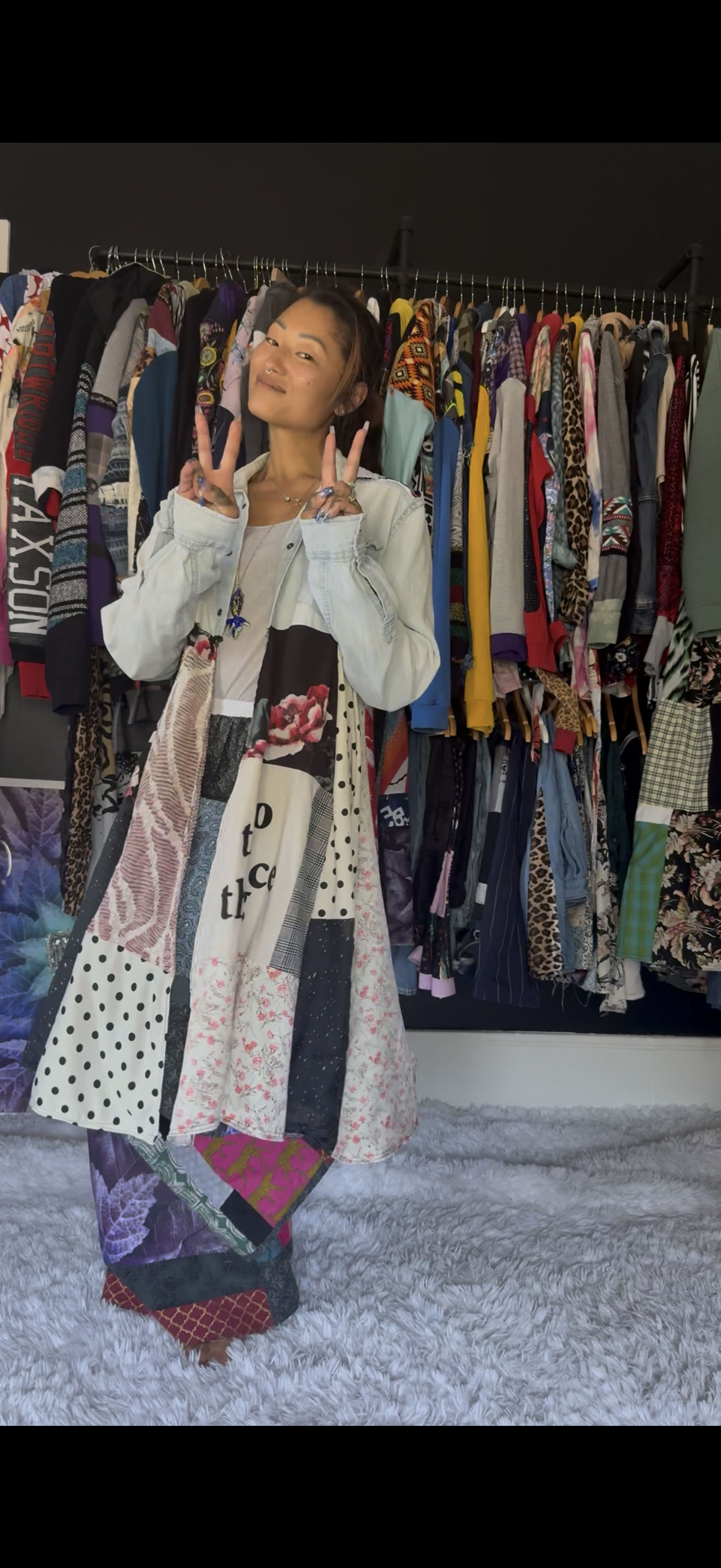 Panel Patchwork “Do the Nice Thing” Duster - Sz Sm