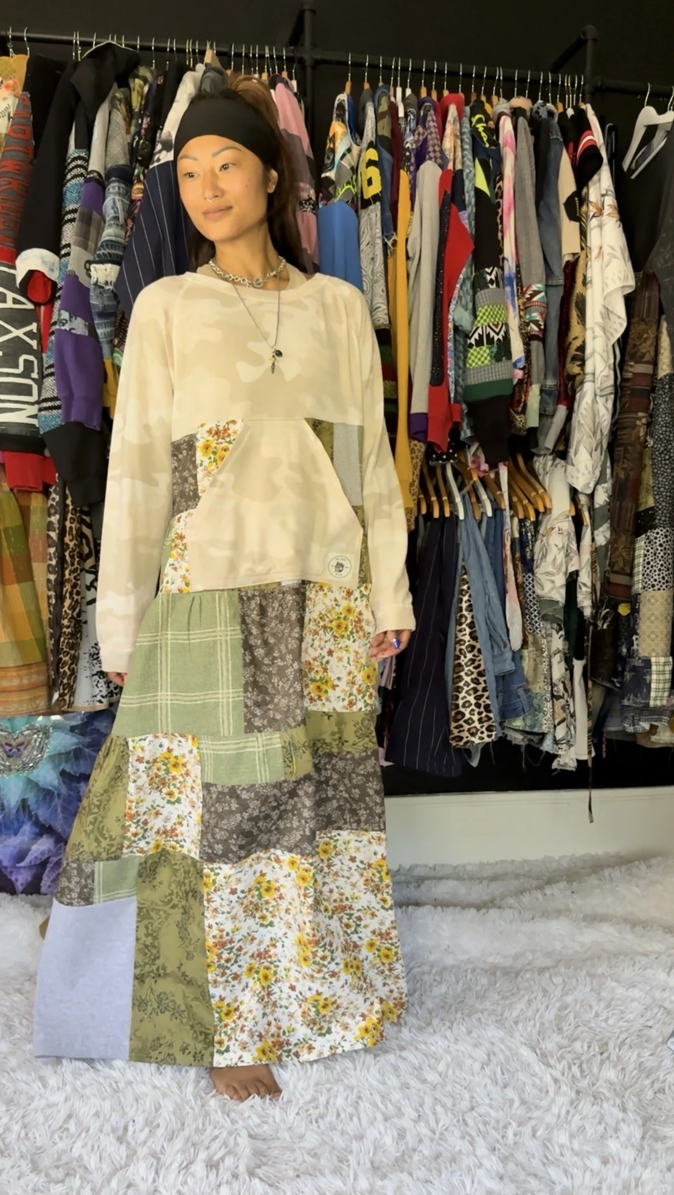 Camo Sweatshirt Patchwork Dress - Sz MD/Lg