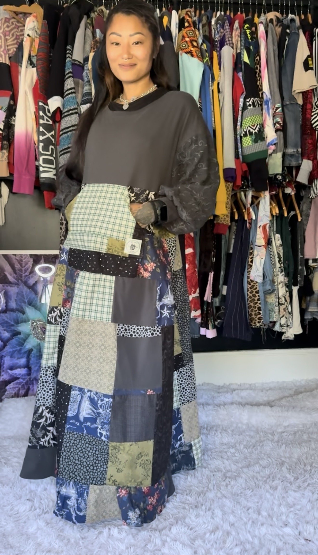 Patchwork Boho Maxi Dress - Sz Sm/Md
