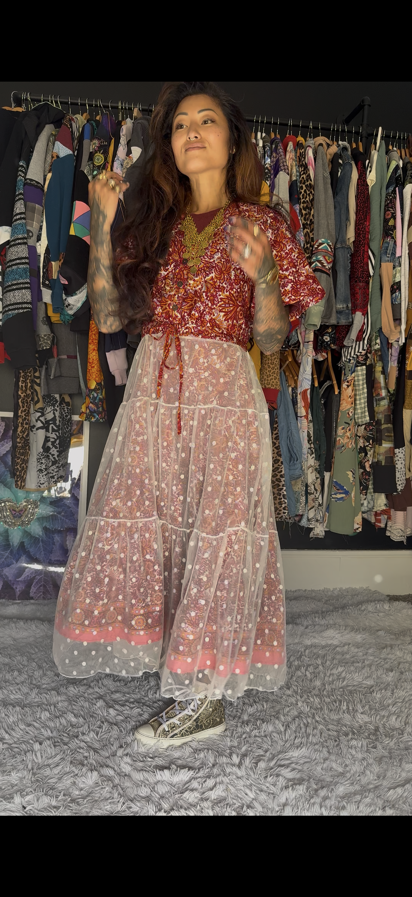 Bohemian Bliss Layered Midi Skirt - 2-piece set Sz Sm/MD