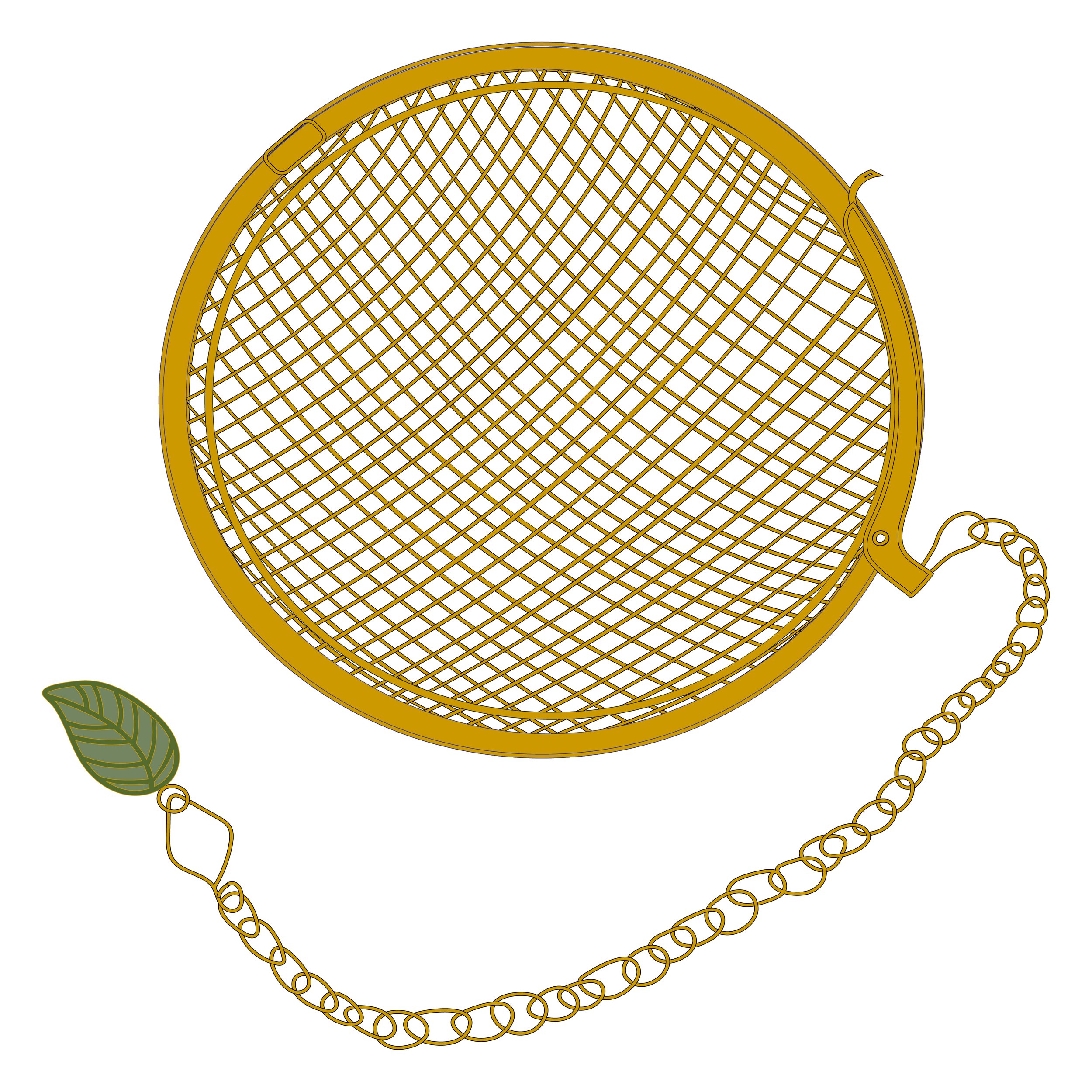 A vintage gold-colored handbag shaped like a fruit or flower with a chain handle and a green leaf decoration.