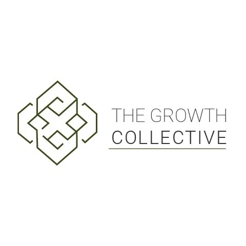 A logo with a geometric cube design on the left and the text "The Growth Collective" on the right.