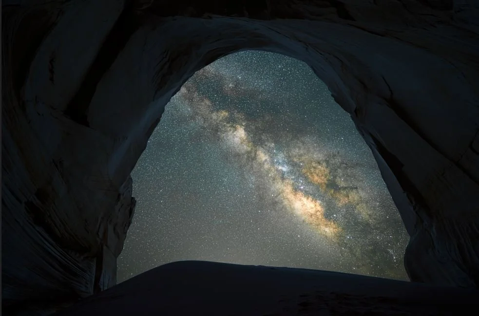 Milky Way shining through the Great Chamber in Kanab, Utah