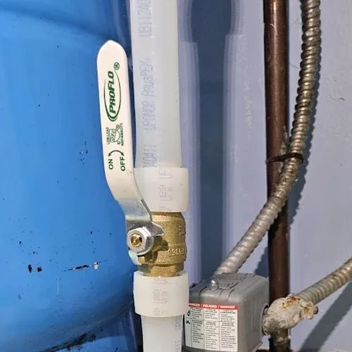 A water heater shutoff valve.