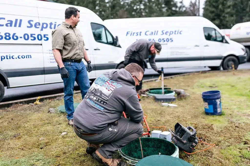 The First Call team resolving a septic tank issue.
