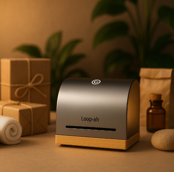 Loop-ah eco-friendly dispenser with spa-grade push button and accessories