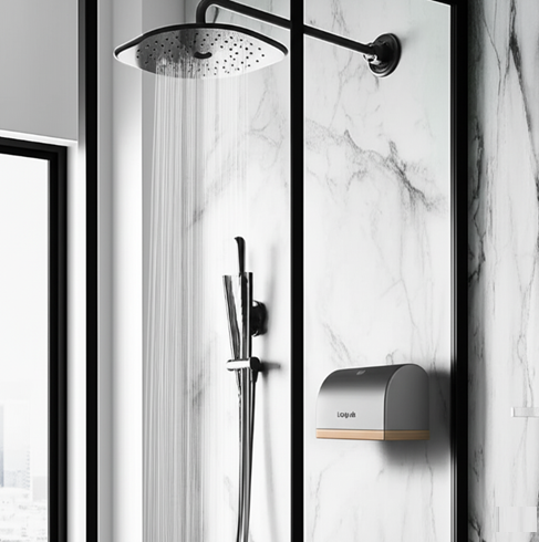 Dispenser mounted in shower for easy access