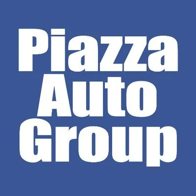 Piazza Auto Group logo with white text on a blue background.