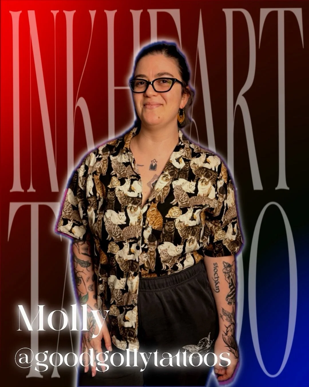 NEW ARTIST ALERT‼️

Meet Molly!
Molly is a Portland native who loves clowns, cats, horror/true crime, and sci fi/fantasy. Their tattoo style is somewhere between fine line and illustrative, working both with bold colors and grey wash shading. She lik