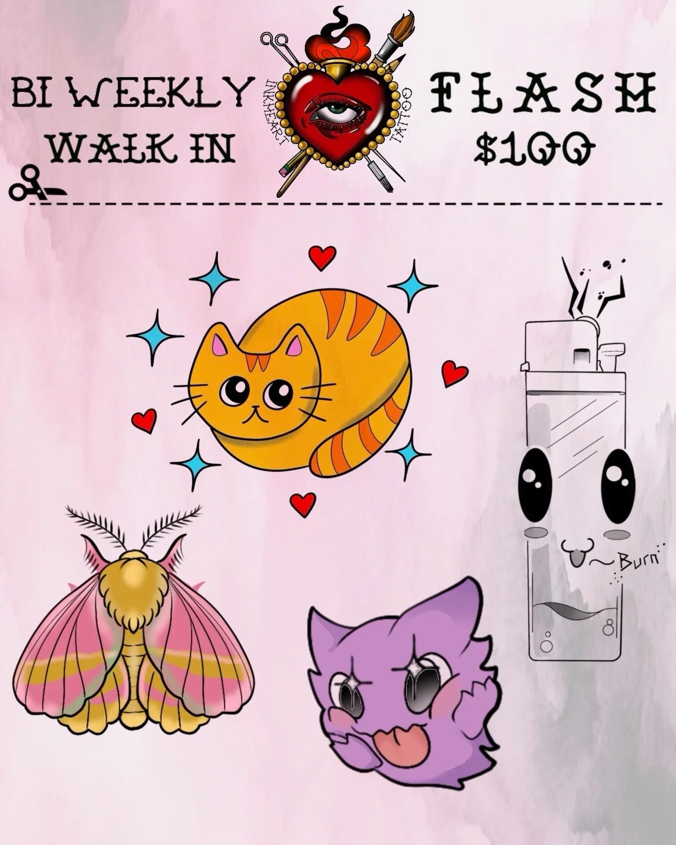 BIWEEKLY WALK IN TATTOOS! 
Theme: Kawaii ✨
Designs available this 03/12-03/24✨
.

.

.
#pdxtattoo #pdxtattooartist #kawaiitattoo #pdxtattooshops #pnwtattoo