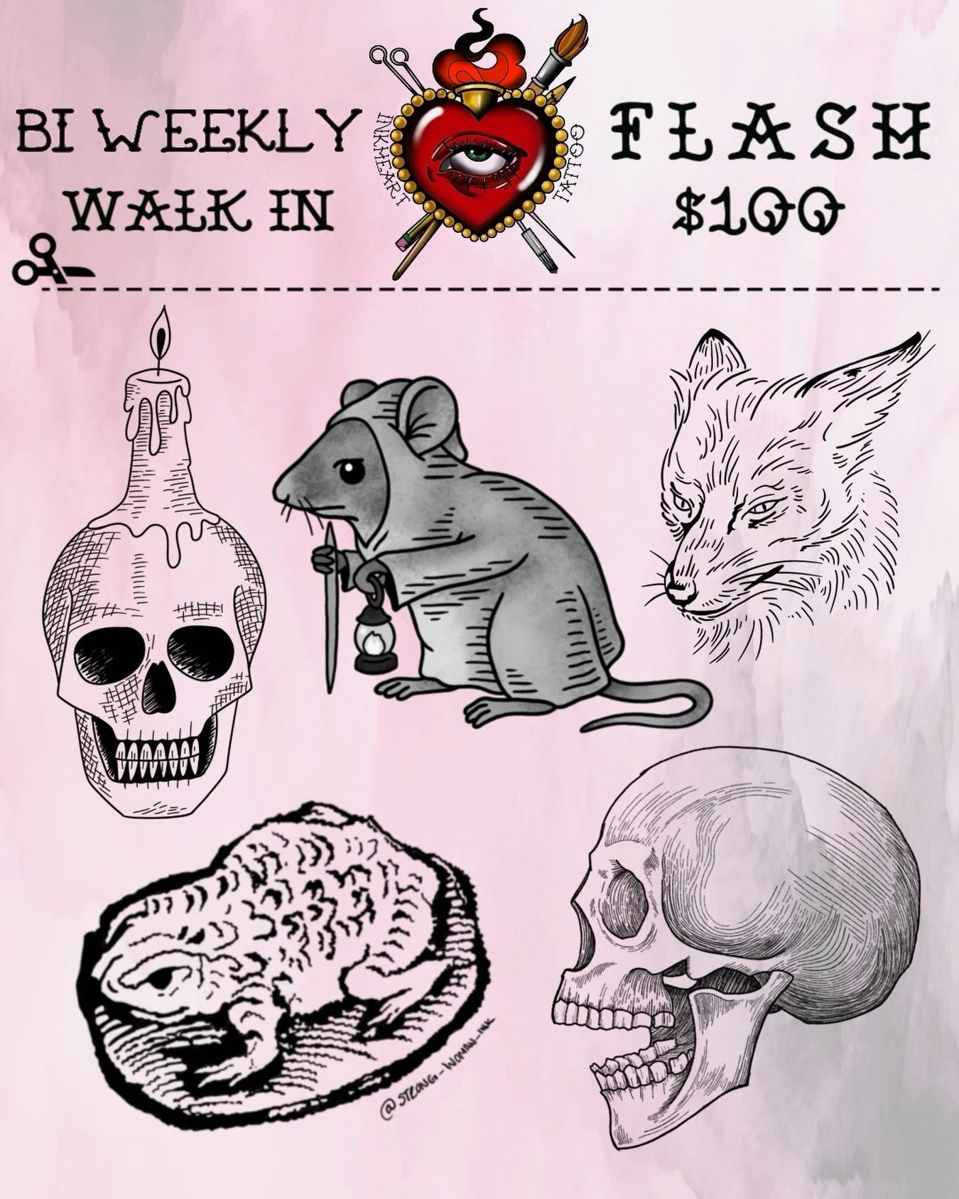 BIWEEKLY WALK IN TATTOOS! 
Theme: Etching ✨
Designs available 03/25-04/07✨
.

.

.
#pdxtattoo #pdxtattooartist #etching #pdxtattooshops #pnwtattoo