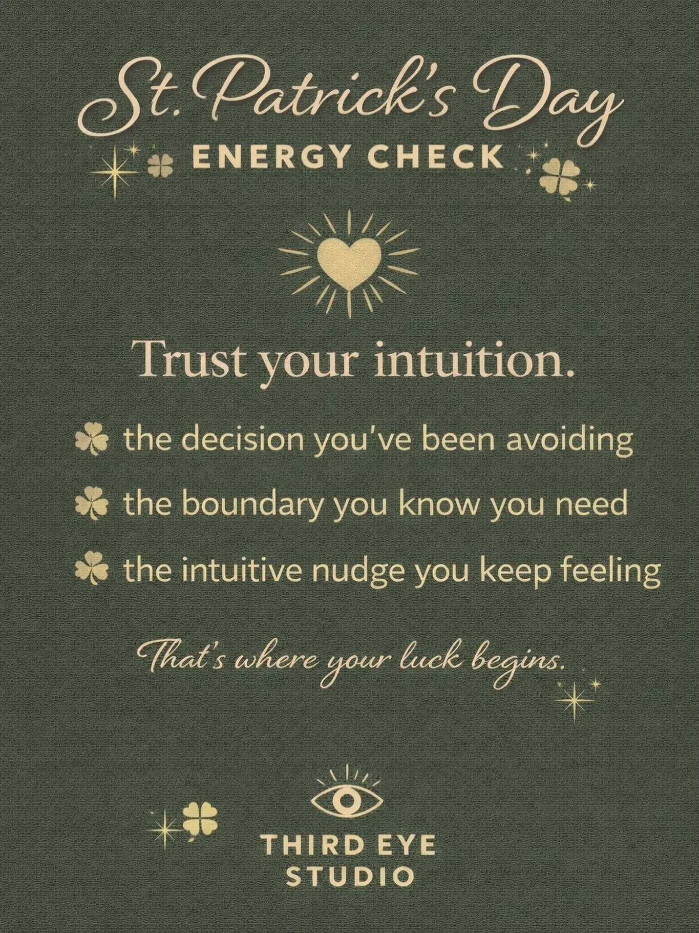 🍀✨ St. Patrick&rsquo;s Day Energy Check ✨🍀

Everyone&rsquo;s out here looking for luck&hellip;
but what if it&rsquo;s not about luck at all?

What if it&rsquo;s about alignment?

The &ldquo;luck&rdquo; you&rsquo;re calling in right now is actually: