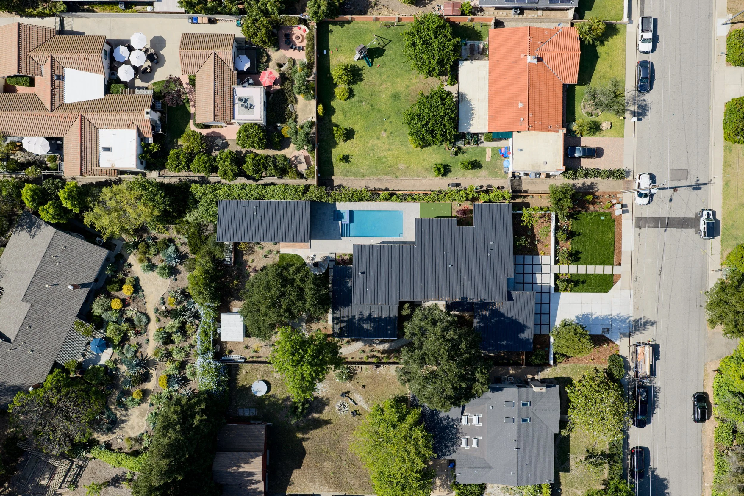 Aerial overhead view of the house