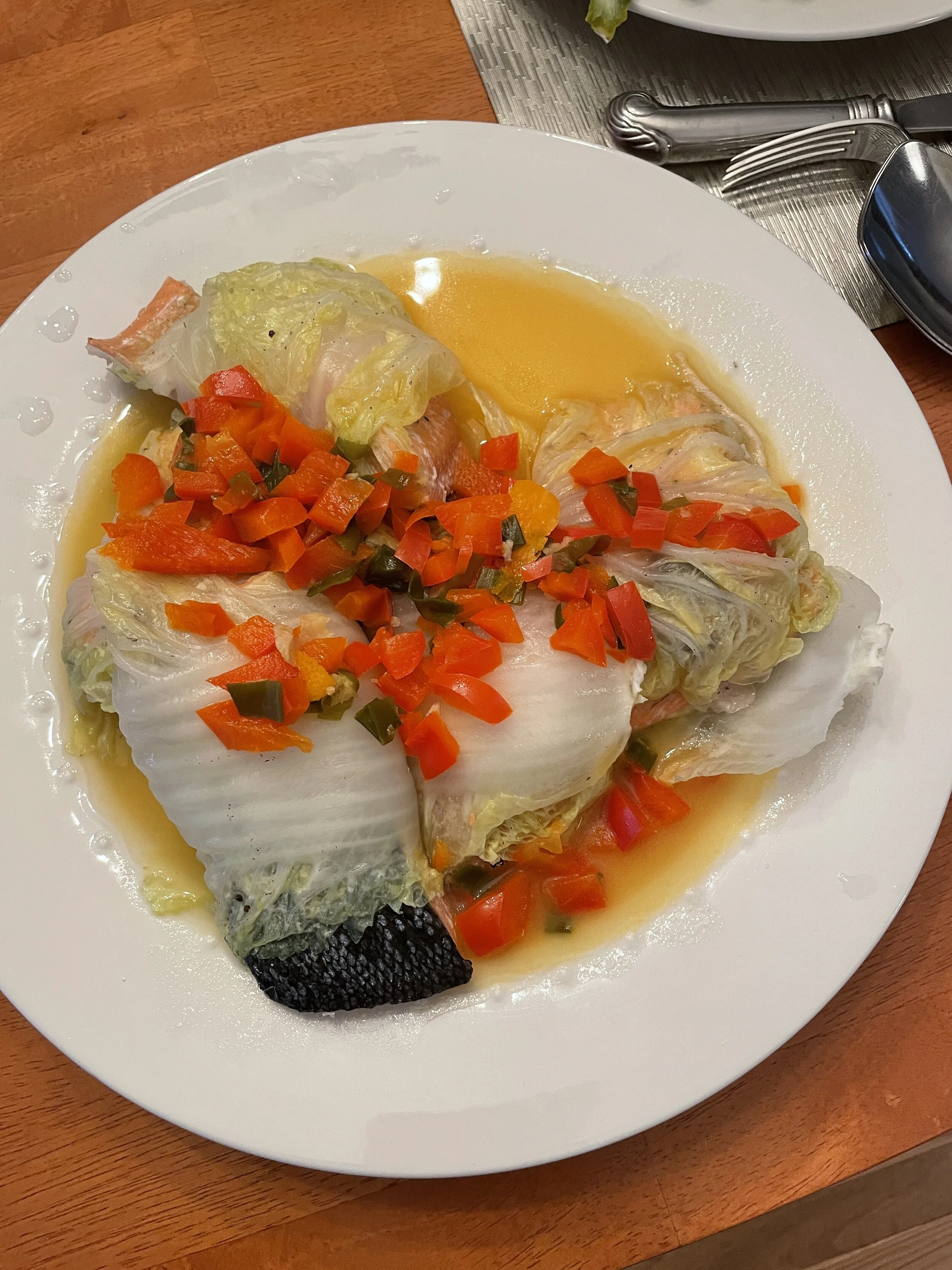 Salmon Wrapped in Napa Cabbage